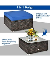 Gouun 6 Pcs Patio Rattan Furniture Set with Sectional Cushion
