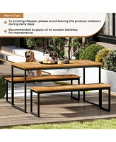Gouun Set of 2 Patio Dining Bench for 2-3 Person Indoor Outdoor