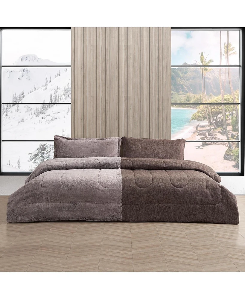 Coma Inducer Opposites Attract - Coma Inducer Oversized Comforter Set - Plush Frosted Chocolate + Cooling Cold Brew