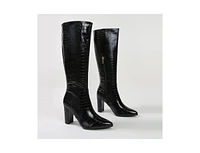 Berness Aster Croc-Embossed Knee High Boots