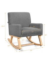Gouun Upholstered Rocking Chair with and Solid Wood Base