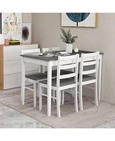 Gouun 5-Piece Wooden Dining Set with Rectangular Table and 4 Chairs