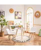 Gouun Modern Kids Activity Play Table and 2 Chairs Set with Beech Leg Cushion