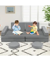 Gouun 10-Piece Kids Play Couch Sofa with Portable Handle