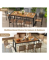 Gouun 79 Inch Acacia Wood Patio Table with 1.9 Inch Umbrella Hole for Garden and Poolside