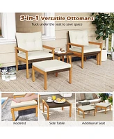 Gouun 5 Piece Rattan Furniture Set with Square Table