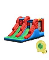 Gymax Inflatable Double Slide Bounce House Bouncy Castle w/ 480W Blower