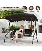 Gouun 3-Seat Outdoor Porch Canopy Swing with Adjustable Shading