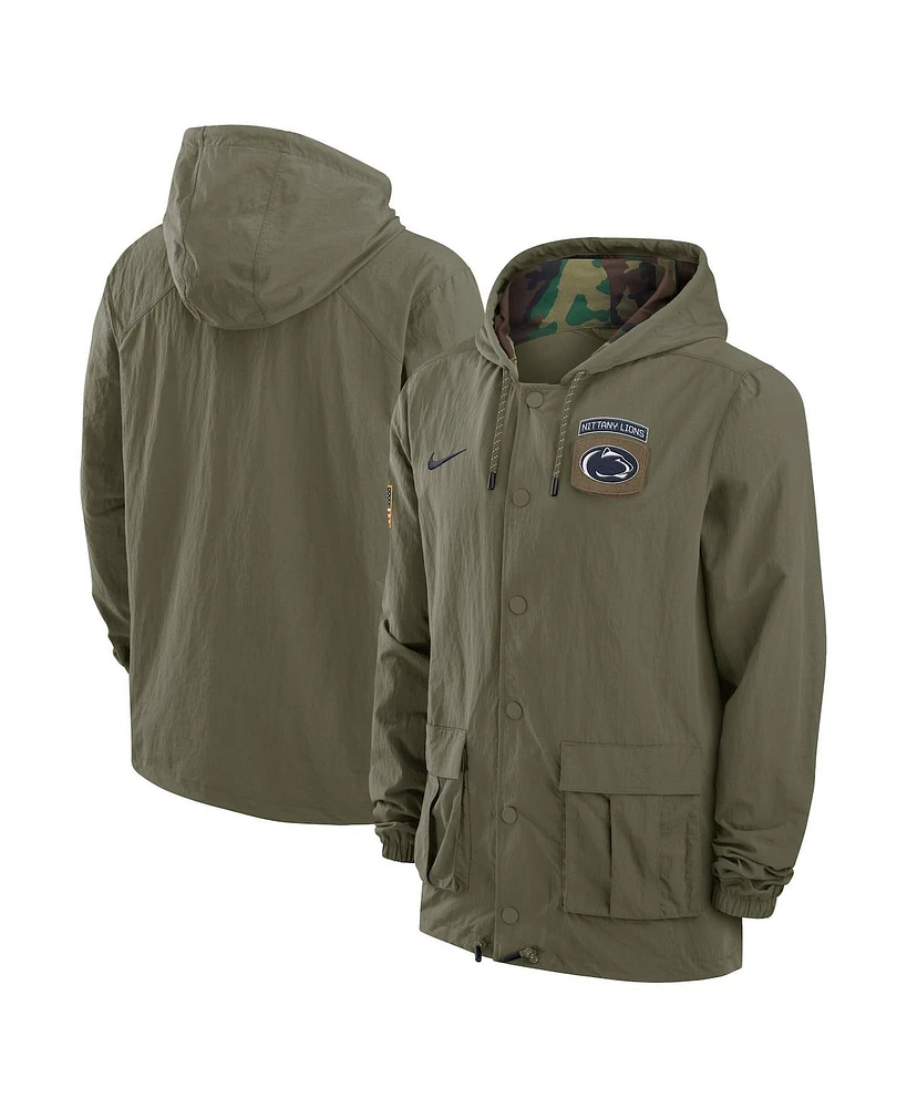 Nike Men's Olive Penn State Nittany Lions 2024 Military Appreciation Full-Snap Hoodie Jacket