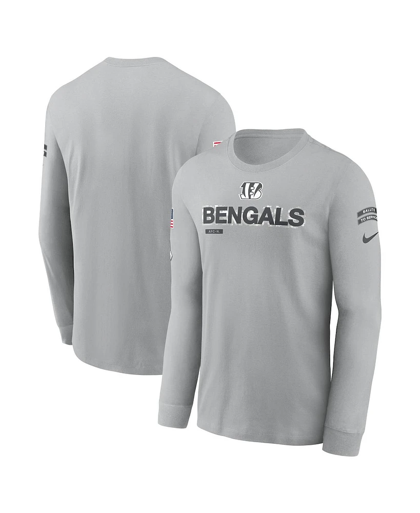 Nike Men's Gray Cincinnati Bengals 2024 Salute To Service Long Sleeve T-Shirt