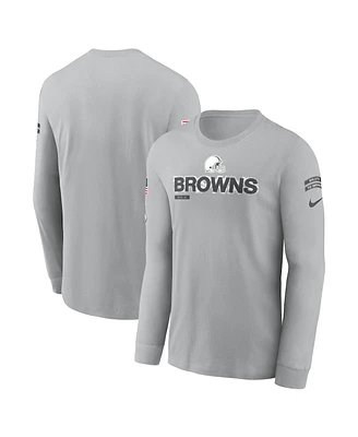 Nike Men's Gray Cleveland Browns 2024 Salute To Service Long Sleeve T-Shirt