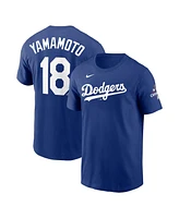 Nike Men's Yoshinobu Yamamoto Royal Los Angeles Dodgers 2024 World Series Champions Name Number T-Shirt