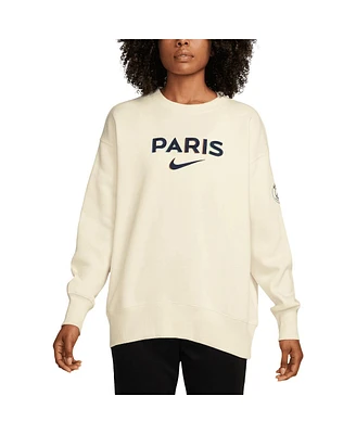 Nike Women's Cream Paris Saint-Germain Phoenix Fleece Oversized Pullover Sweatshirt