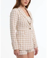 Bebe Women's Gingham One Button Tailored Jacket