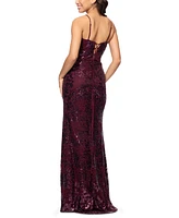 Blondie Nites Juniors' Sequined Lace Corset Gown