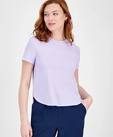 Id Ideology Women's Perforated-Side Short-Sleeve T-Shirt, Exclusively at Macy's