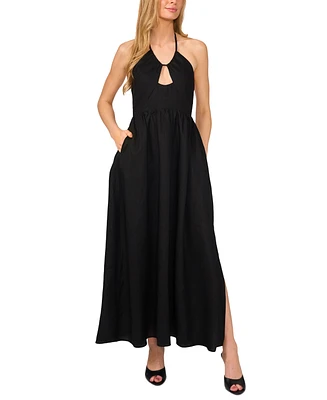 1.state Women's Keyhole Halter Open-Back Maxi Dress