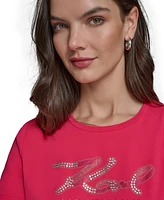 Karl Lagerfeld Paris Women's Embellished-Logo T-Shirt