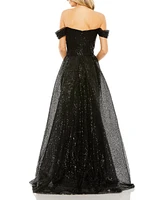 Mac Duggal Women's Off the Shoulder Sequin Panel Train Gown