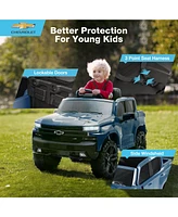 Funtok Licensed Chevrolet Silverado 12V Kids Electric Ride on Truck, Battery Powered Ride on Toy Car w/ Remote Control, Led Lights