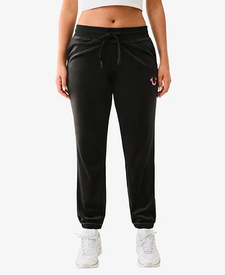 True Religion Women's Lurex Velour Jogger Pants