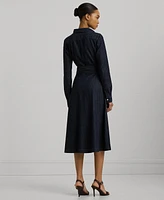 Lauren Ralph Women's Self-Belt Long-Sleeve Surplice Georgette Midi Dress