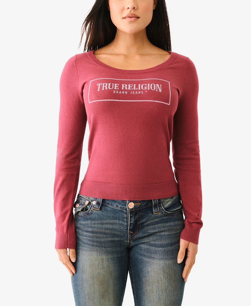 True Religion Women's Arch Logo Scoop Neck Top