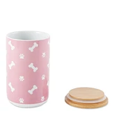Bone Dry Ceramic Pet Treat Canister Tossed Bone & Paw Print