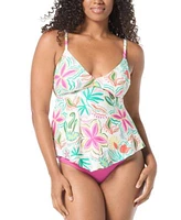 Coco Reef Womens Printed Underwire Tankini Top Impulse High Waist Bikini Bottoms