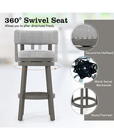 Gouun 31 Inch Swivel Bar Stool with Upholstered Back Seat and Footrest-31 inches