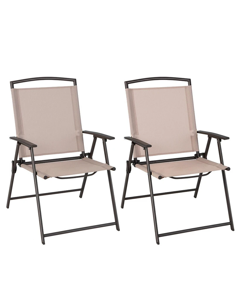 Gouun Set of 2 Patio Dining Chairs with Armrests and Rustproof Steel Frame