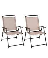 Gouun Set of 2 Patio Dining Chairs with Armrests and Rustproof Steel Frame