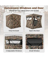 Gouun 82 Inch Tall Hunting Blind 270° One Way See Through Ground Tent for 3-4 People