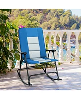 Gouun Foldable Rocking Padded Portable Camping Chair with Backrest and Armrest