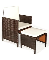 Gouun 9 Pieces Patio Rattan Dining Cushioned Chairs Set