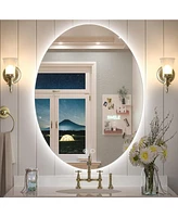 keonjinn Oval Backlit Led Wall Mirror Anti Fog Dimmable Bathroom Vanity Mirror