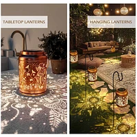 LAGarden Mushroom Solar Lantern Outdoor Hanging Waterproof Metal Decor Light Christmas Gifts Yard Patio Porch 2Pack