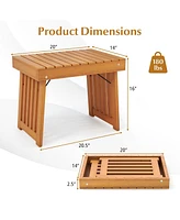 Gouun Patio Foldable Side Table with Slatted Tabletop for Backyard