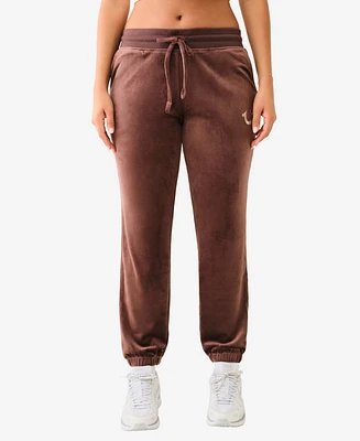 True Religion Women's Lurex Velour Jogger Pants