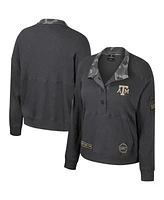 Colosseum Women's Heather Charcoal Texas A M Aggies Oht Military Appreciation Payback Henley Thermal Sweatshirt