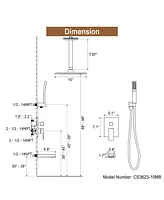 Mondawe 3-Function 10-In Ceiling Mounted Shower System With Waterfall Tub Filler