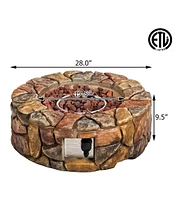 Gouun 28 Inch Propane Gas Fire Pit Outdoor 40 000 Btu Stone