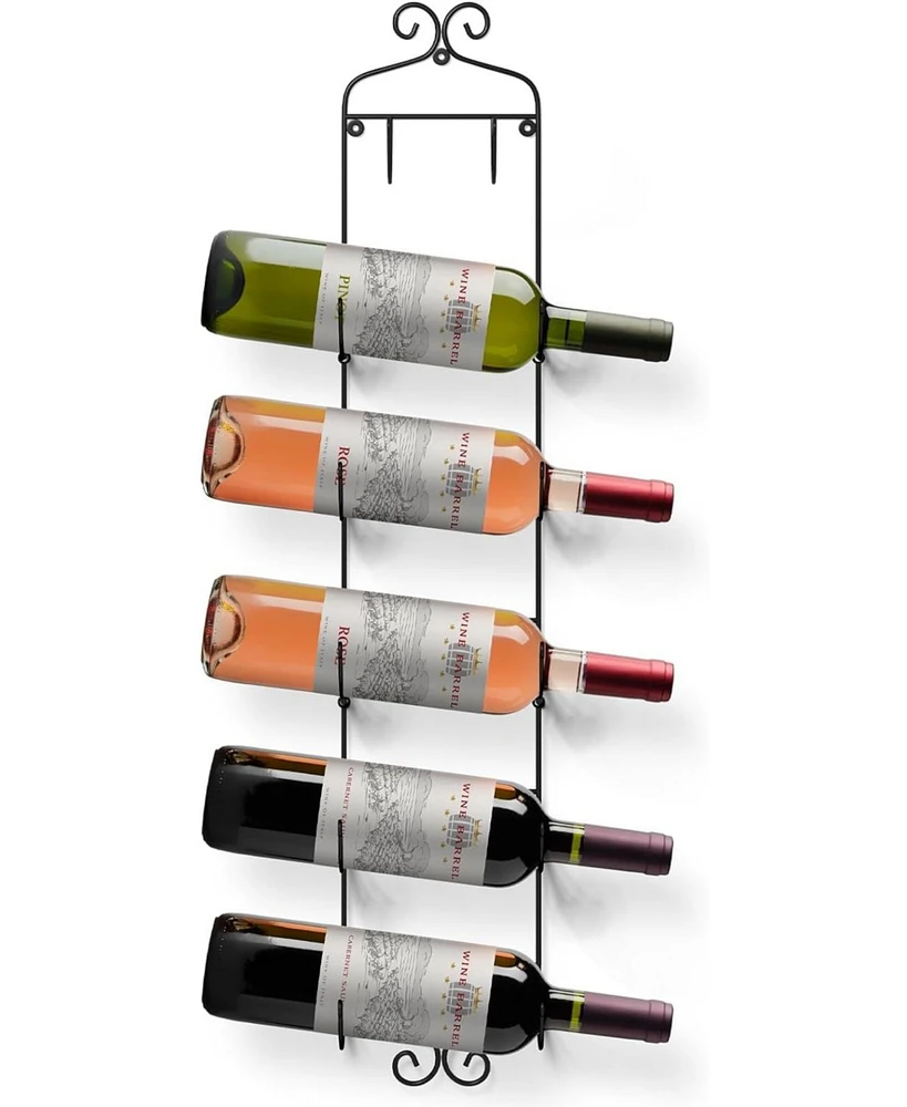 Sorbus 6-Bottle Wall Mounted Wine Rack - Vertical Display with Curved Cradles for Stylish Wine Storage