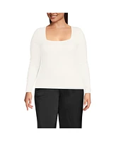 Lands' End Plus Long Sleeve Rib Square Neck Tee