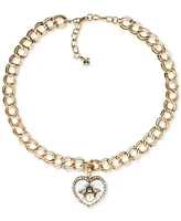 Patricia Nash Gold-Tone Imitation Pearl & Crystal Bee Still My Heart Pendant Necklace, 18" + 3" extender