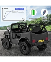 Gymax 12V Kids Ride on Truck Car w/Remote Control Threaded Wheels 3 Speeds Led Lights