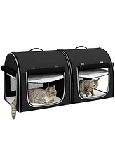 PawHut 39" Portable Soft 2 Sided Pet Cat Carrier w/ Divider,