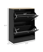 Homcom Slim Shoe Cabinet with 2 Flip Drawers & Adjustable Shelves,