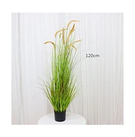 gaomon 2Pcs 4Ft Artificial Grass with Pots, Wheat Grass Green Leaves Fake Plants, Realistic Foxtail Grass Pampas Grass Plants for Home Garden