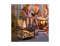 Gouun Firewood Log Rack with Unique Handle and Raised Feet
